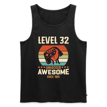 Level 32 abgeschlossen 1991 Geburtstagsgeschenk - Männer Premium Bio Tank Top - Schwarz - Vorne - AI Model Male 178 light (178cm)