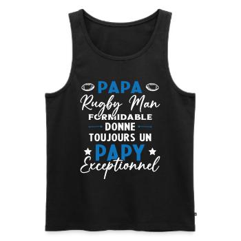 Papa Rugbyman Formidable Papy Exceptionnel Cadeau - Débardeur bio Premium Homme - noir - Devant - Michal (187cm)