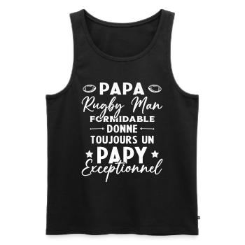 Papa Rugbyman Formidable Papy Exceptionnel Cadeau - Débardeur bio Premium Homme - noir - Devant - Michal (187cm)