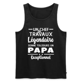 Chef de travaux légendaire drôle papa exceptionnel - Débardeur bio Premium Homme - noir - Devant - AI Model Male 178 light (178cm)