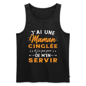 J'ai Une Maman Cinglée Humour Cadeau Pour Mère - Débardeur bio Premium Homme - noir - Devant - Michal (187cm)