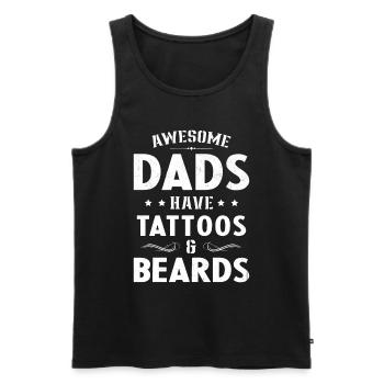 Cadeau Papa Tatoués et Barbus Humour Tatoueurs - Débardeur bio Premium Homme - noir - Devant - Michal (187cm)