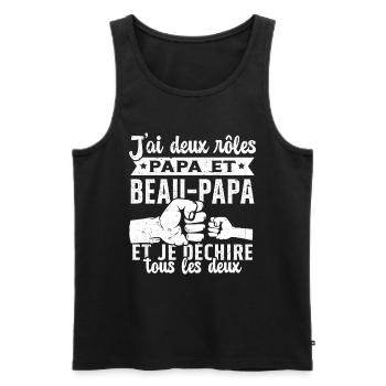 J'ai Deux Titres Papa et Beau Papa Cadeau - Débardeur bio Premium Homme - noir - Devant - Michal (187cm)