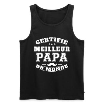 Certifié meilleur papa du monde - Débardeur bio Premium Homme - noir - Devant - Michal (187cm)