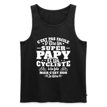 Super Papy Humour Cycliste Vélo Drole Cyclisme - Débardeur bio Premium Homme - noir - Devant - Michal (187cm)