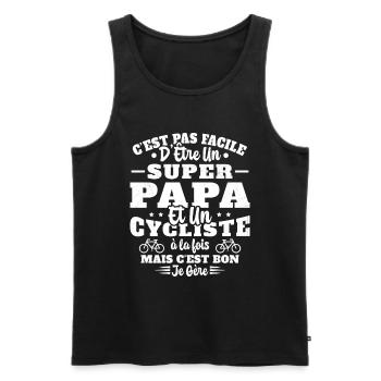 Super Papa Humour Cycliste Vélo Drole Cyclisme - Débardeur bio Premium Homme - noir - Devant - Michal (187cm)