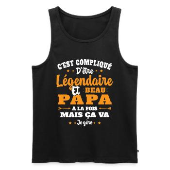 Légendaire et Beau Papa Cadeau Papa de l'année - Débardeur bio Premium Homme - noir - Devant - Michal (187cm)