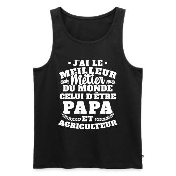 Humour Papa Tracteur Agriculteur Fermier - Débardeur bio Premium Homme - noir - Devant - Michal (187cm)