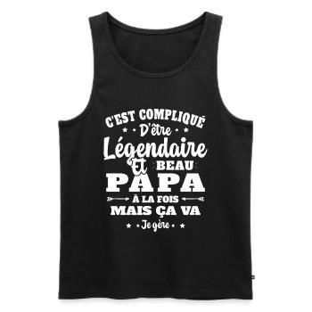 Légendaire et Beau Papa Cadeau Papa de l'année - Débardeur bio Premium Homme - noir - Devant - Michal (187cm)