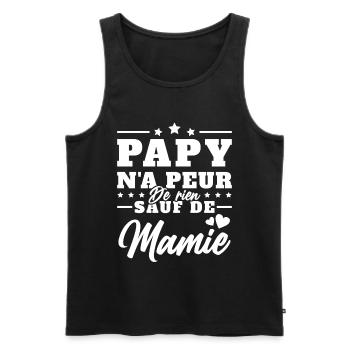 Homme Papi Papy Grand-père N'a Peur De Rien - Débardeur bio Premium Homme - noir - Devant - AI Model Male 178 light (178cm)