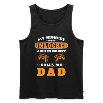 Mon plus haut succès débloqué m'appelle papa - Débardeur bio Premium Homme - noir - Devant - Michal (187cm)