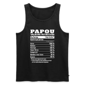 Cadeau papou humour papou valeurs nutritives - Débardeur bio Premium Homme - noir - Devant - Michal (187cm)
