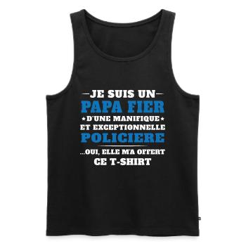 Je suis un Papa Fier d'une magnifique Policière - Débardeur bio Premium Homme - noir - Devant - AI Model Male 178 light (178cm)
