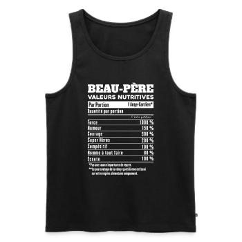 Beau pere humour beau papa valeurs nutritives - Débardeur bio Premium Homme - noir - Devant - Michal (187cm)