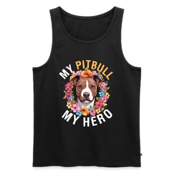 Pitbull Pittie - Mon Pitbull Mon Chien Héros - Débardeur bio Premium Homme - noir - Devant - Michal (187cm)