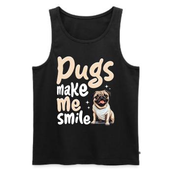 Pug Dog Breed Pet - Pugs make me smile - Men's Premium Organic Tank Top - black - Front - Michal (187cm)