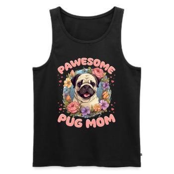 Pug Dog Breed Pet - Pawsome Pug Mom - Men's Premium Organic Tank Top - black - Front - AI Model Male 178 light (178cm)