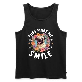 Pug Dog Breed Pet - Pugs make me smile - Men's Premium Organic Tank Top - black - Front - Michal (187cm)