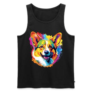 Gallois Corgi Pembroke Dog Breed Pet Art - Débardeur bio Premium Homme - noir - Devant - AI Model Male 178 light (178cm)