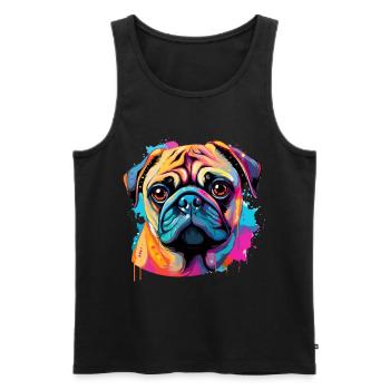 Pop Art Colorful Pug Dog Breed Pet - graphique - Débardeur bio Premium Homme - noir - Devant - Michal (187cm)