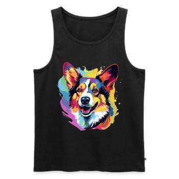 Gallois Corgi Pembroke Dog Breed Pet Art - Débardeur bio Premium Homme - noir - Devant - AI Model Male 178 light (178cm)