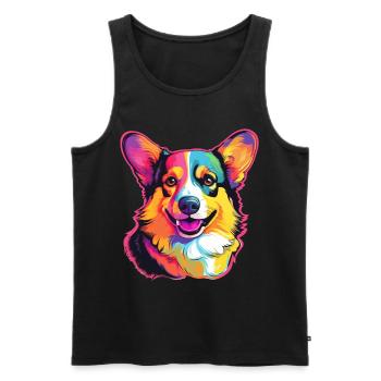 Gallois Corgi Pembroke Dog Breed Pet Art - Débardeur bio Premium Homme - noir - Devant - AI Model Male 178 light (178cm)