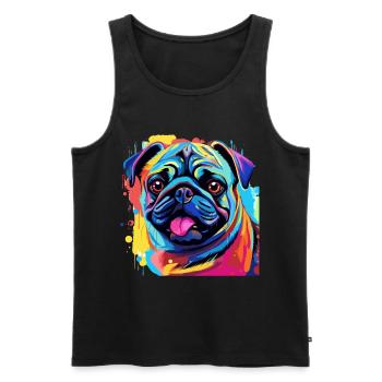 Pop Art Colorful Pug Dog Breed Pet - graphique - Débardeur bio Premium Homme - noir - Devant - Michal (187cm)