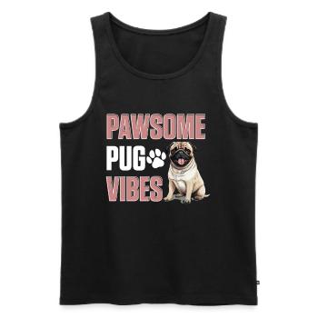 Pug Dog Breed Pet - Pawsome Pug Vibes - Men's Premium Organic Tank Top - black - Front - AI Model Male 178 light (178cm)