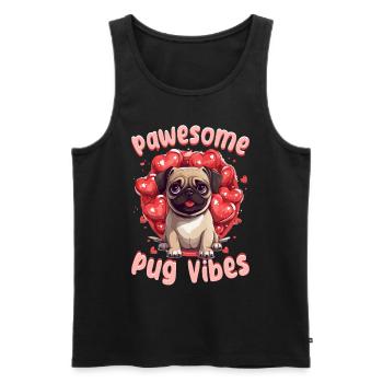 Pug Dog Breed Pet - Pawsome Pug Vibes - Men's Premium Organic Tank Top - black - Front - AI Model Male 178 light (178cm)
