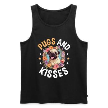 Pug Dog Breed Pet - Pugs & Kisses - Männer Premium Bio Tank Top - Schwarz - Vorne - AI Model Male 178 light (178cm)