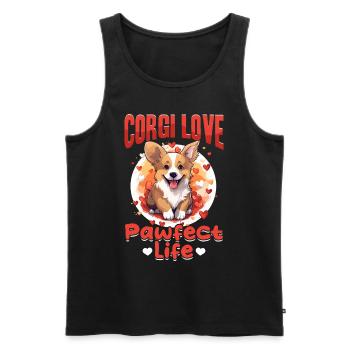 Welsh Corgi Pembroke Dog Breed Pet - Men's Premium Organic Tank Top - black - Front - AI Model Male 178 light (178cm)