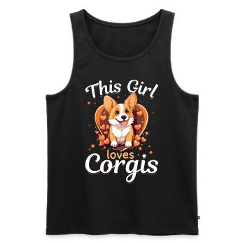 Welsh Corgi Pembroke Dog Breed Pet - Men's Premium Organic Tank Top - black - Front - AI Model Male 178 light (178cm)