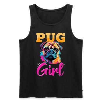 Pug Dog Breed Pet - Pug Girl - Männer Premium Bio Tank Top - Schwarz - Vorne - AI Model Male 178 light (178cm)