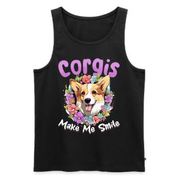 Welsh Corgi Pembroke Dog Breed Pet - Men's Premium Organic Tank Top - black - Front - AI Model Male 178 light (178cm)