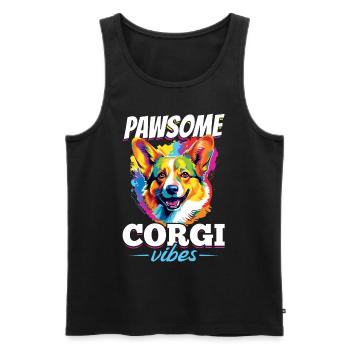 Welsh Corgi Pembroke Dog Breed Pet - Men's Premium Organic Tank Top - black - Front - AI Model Male 178 light (178cm)