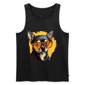 Chihuahua Chiwawa Dog Breed Pet with Sunglasses - Männer Premium Bio Tank Top - Schwarz - Vorne - AI Model Male 178 light (178cm)