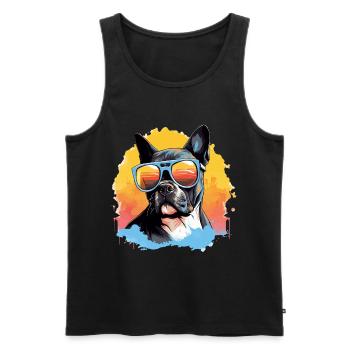 Boston Terrier Bostie Dog Breed Pet avec lunettes de soleil - Débardeur bio Premium Homme - noir - Devant - Michal (187cm)