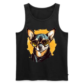 Chihuahua Chiwawa Dog Breed Pet with Sunglasses - Männer Premium Bio Tank Top - Schwarz - Vorne - AI Model Male 178 light (178cm)
