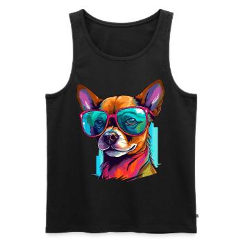 Chihuahua Chiwawa Dog Breed Pet with Sunglasses - Männer Premium Bio Tank Top - Schwarz - Vorne - AI Model Male 178 light (178cm)