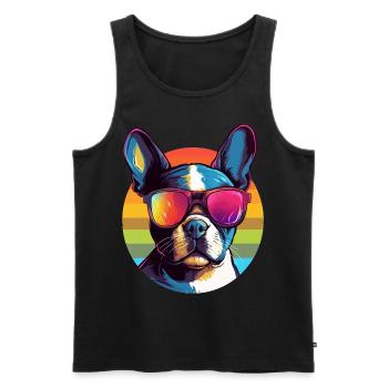 Boston Terrier Bostie Dog Breed Pet avec lunettes de soleil - Débardeur bio Premium Homme - noir - Devant - Michal (187cm)