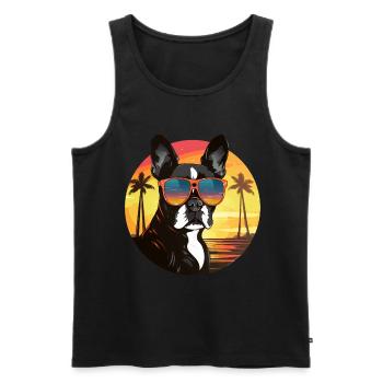 Boston Terrier Bostie Dog Breed Pet avec lunettes de soleil - Débardeur bio Premium Homme - noir - Devant - Michal (187cm)