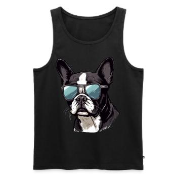 Boston Terrier Bostie Dog Breed Pet avec lunettes de soleil - Débardeur bio Premium Homme - noir - Devant - Michal (187cm)