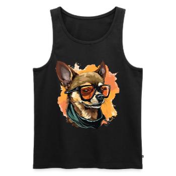 Chihuahua Chiwawa Dog Breed Pet with Sunglasses - Männer Premium Bio Tank Top - Schwarz - Vorne - AI Model Male 178 light (178cm)