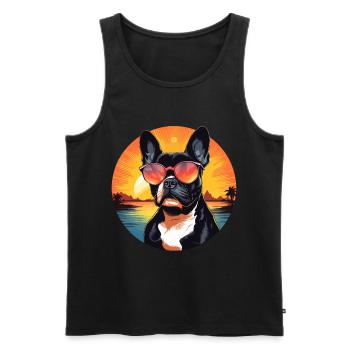 Boston Terrier Bostie Dog Breed Pet avec lunettes de soleil - Débardeur bio Premium Homme - noir - Devant - Michal (187cm)