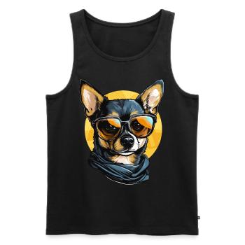 Chihuahua Chiwawa Dog Breed Pet with Sunglasses - Männer Premium Bio Tank Top - Schwarz - Vorne - AI Model Male 178 light (178cm)