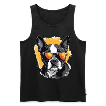 Boston Terrier Bostie Dog Breed Pet avec lunettes de soleil - Débardeur bio Premium Homme - noir - Devant - Michal (187cm)