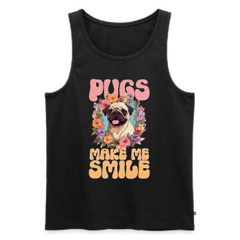 Pug Dog Breed Pet - Pugs make me smile - Men's Premium Organic Tank Top - black - Front - Michal (187cm)