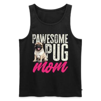 Pug Dog Breed Pet - Pawsome Pug Mom - Men's Premium Organic Tank Top - black - Front - AI Model Male 178 light (178cm)