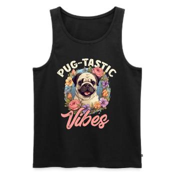 Pug Dog Breed Pet - Pug-tastic Vibes - Débardeur bio Premium Homme - noir - Devant - Michal (187cm)