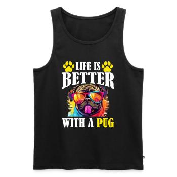 Pug Dog Breed Pet - Life Is Better With A Pug - Männer Premium Bio Tank Top - Schwarz - Vorne - AI Model Male 178 light (178cm)